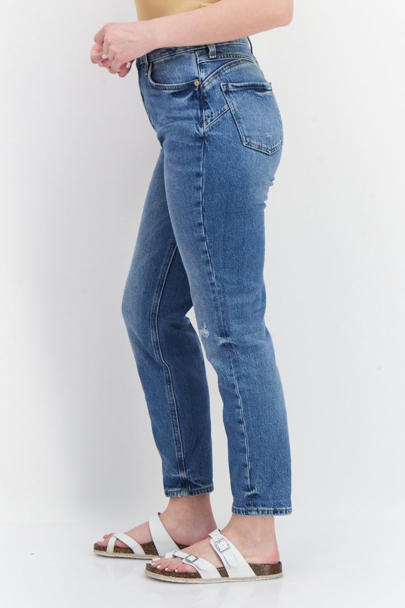 RIVER ISLAND Women Mom Fit Stretchable Denim Jeans, Blue - Image 4